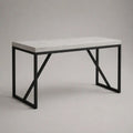 Table à manger rectangulaire en MDF effet béton gris et acier noir, 120 × 60 × 75 cm