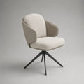 Chaise de salle à manger pivotante avec accoudoirs en tissu bouclé et similicuir, piètement en acier noir, beige et taupe, 62 × 64 × 84 cm