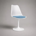 Chaise de salle à manger pivotante en polypropylène et acier blanc avec coussin bleu, 49 x 53 x 82 cm