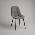 Chaise rembourrée en microfibre polyester grise, dossier arrondi et pieds en acier noir, 49 × 55 × 86 cm