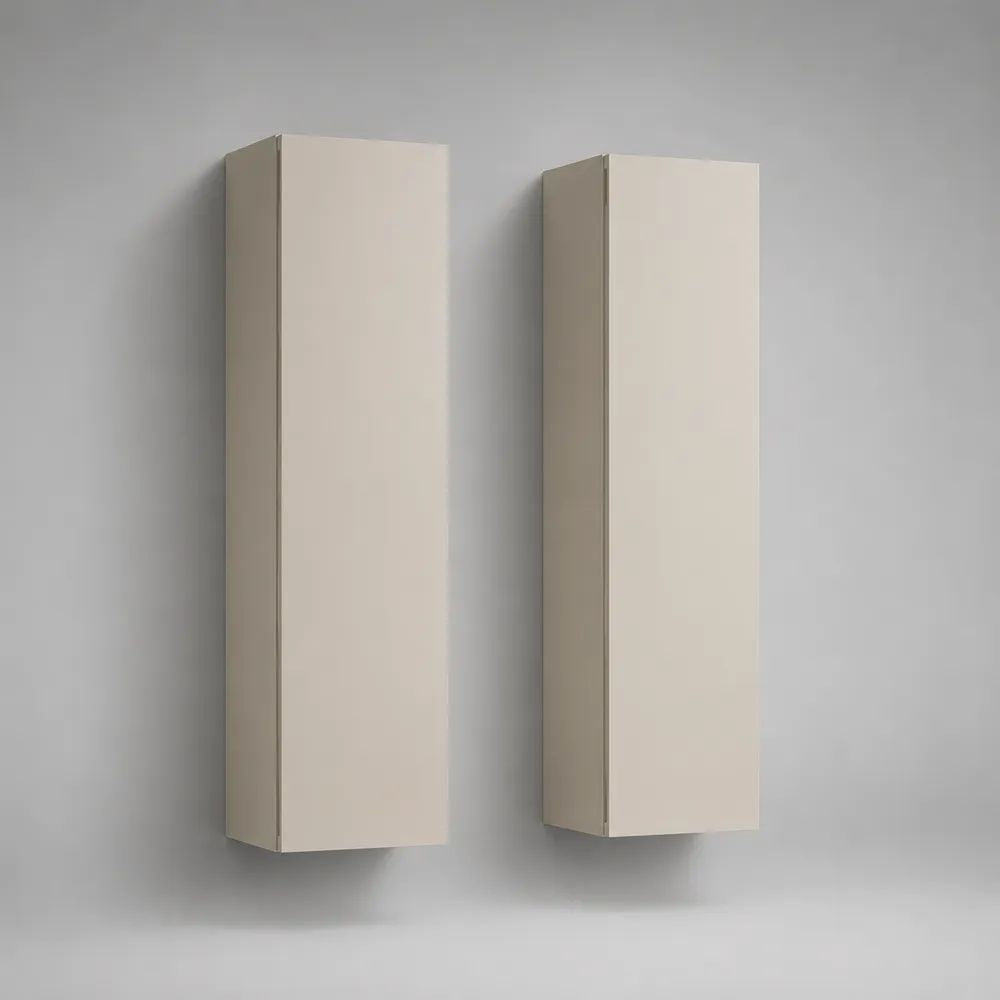 Lot de 2 meubles TV muraux suspendus rectangulaires en panneaux de particules mélaminés beige, 120 × 30 × 25 cm chacun