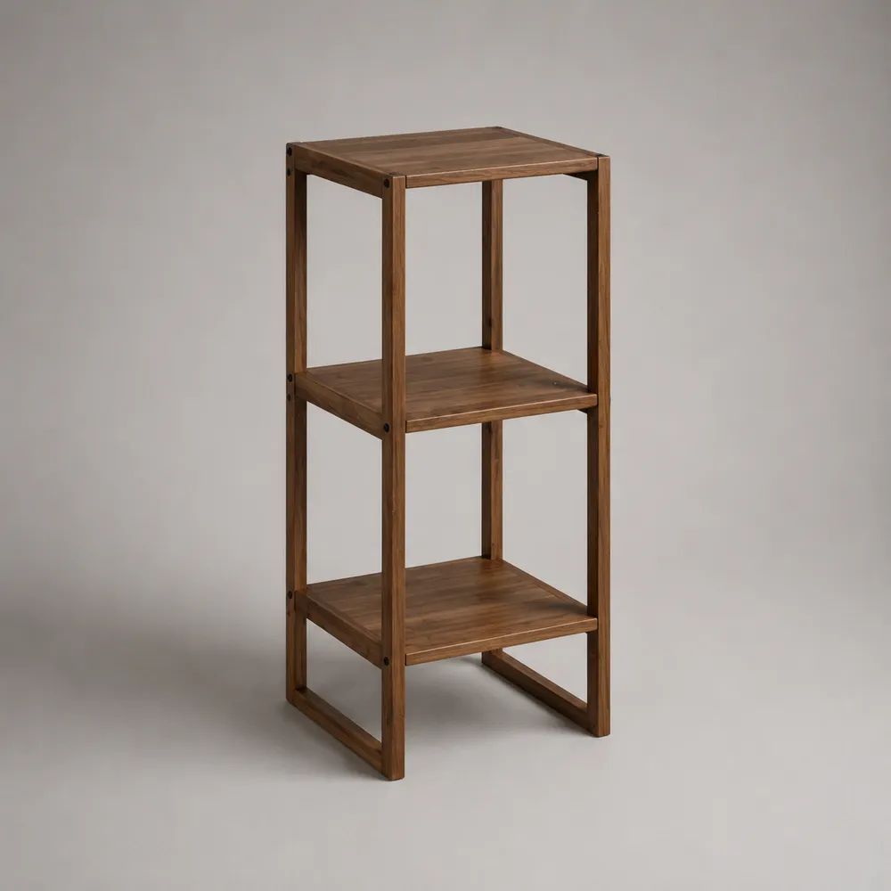 Étagère de rangement rectangulaire en bois à 3 niveaux, brun noyer, 40 × 30 × 90 cm