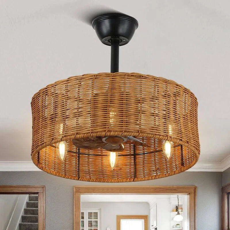 Ventilateur de plafond, 18 po, intérieur, avec diffusion d'air à distance, noir, télécommandé, 18 in, Ventilateurs de plafond avec éclairage