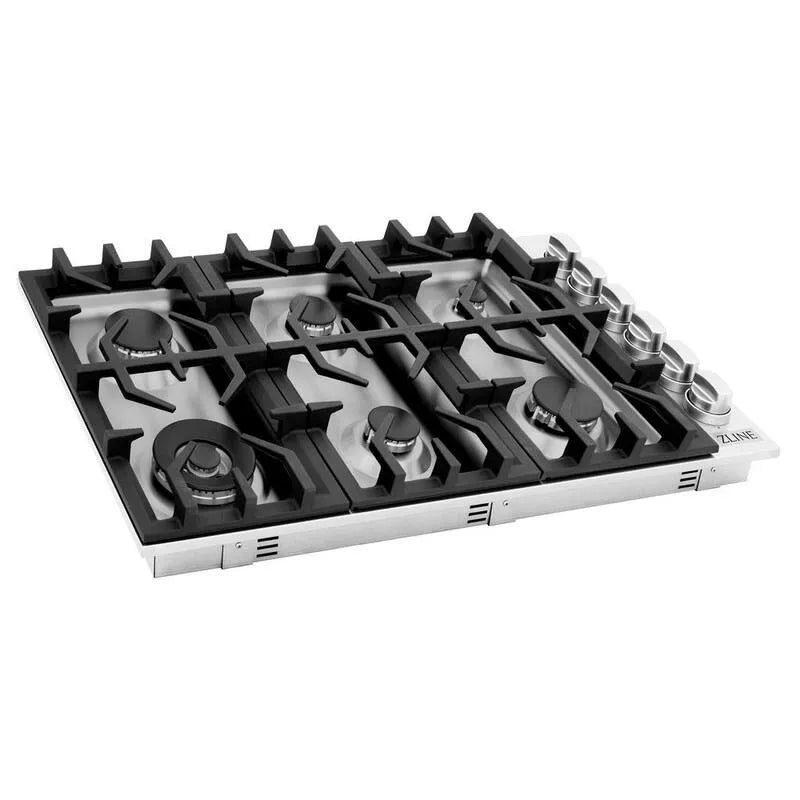 Cuisinière à gaz, 36 po, 6 brûleurs, acier inoxydable, surface de cuisson de comptoir scellée, 36 in, Tables de cuisson à gaz