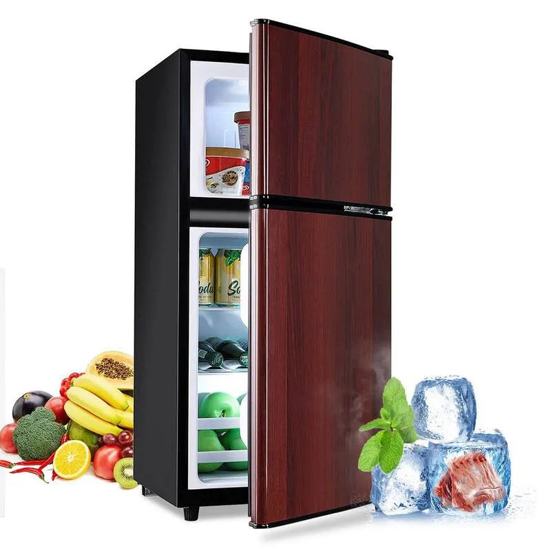 Thermostat intelligent 7 Niveau 2-Door, 3, 5 cu. ft, Mini réfrigérateur en grain de bois avec congélateur, 3.5 cu. ft