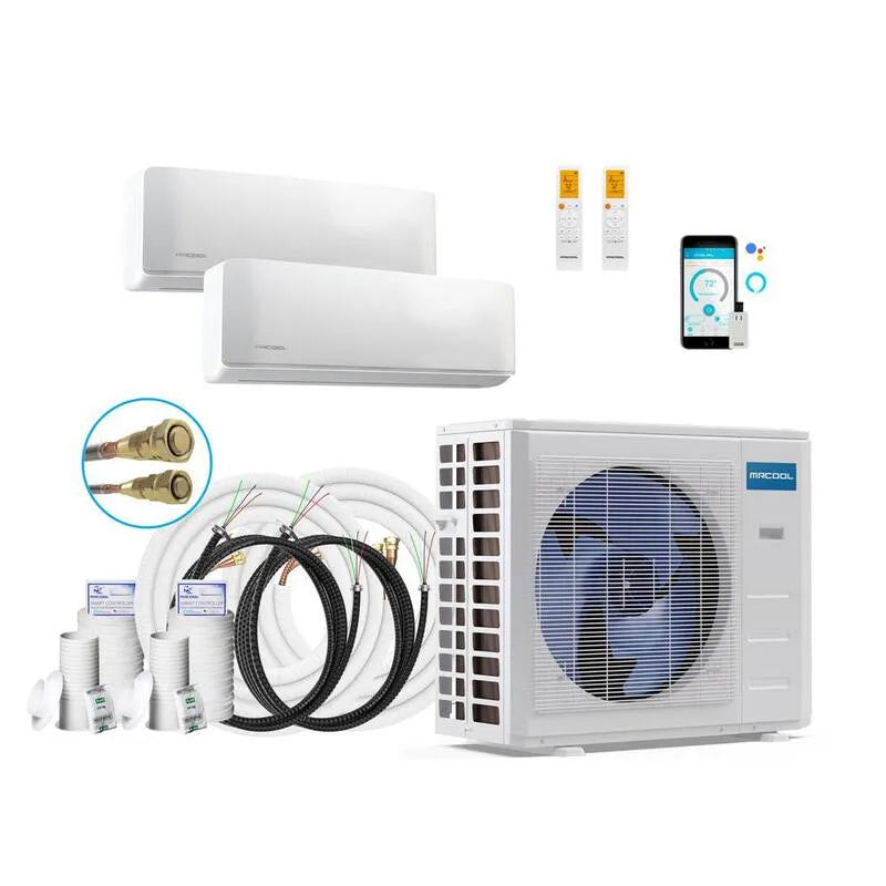 MRCOOL 3-Ton Mini système de partage sans conduit, 21. 5 TRÉS, 36000 BTU, 25ft, 2-Zone, 18K, 36,000 BTU, 25,25ft