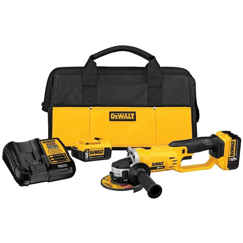 DEWALT 5. 0Ah, 20V, 4. 5 po, sans fil, 20V MAX sans fil 4, 5 po., 4.5 in, 5 in, 5.0Ah, Jaune, Meuleuses d'angle