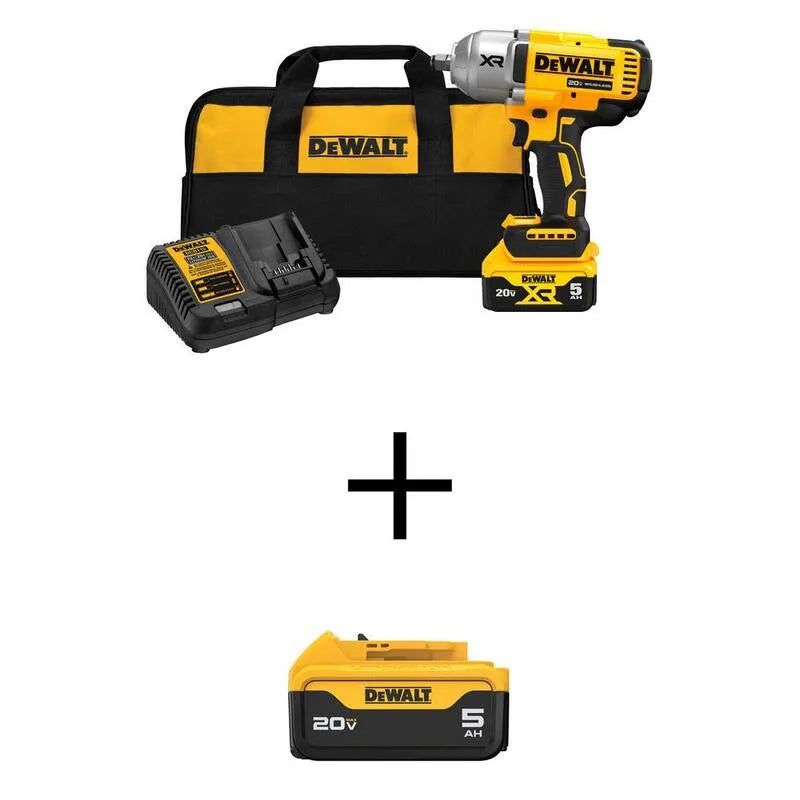 DEWALT 5. 0Ah Kit de clé d'impact, 20V, 1/2 po, sans fil, batterie, 2 in, 5.0Ah