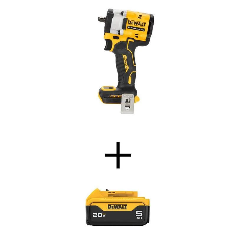 DEWALT 5. 0Ah, sans fil, 20V, 8 po, sans fil ATOMIQUE 20V MAX 3/8 po. Clé à chocs et batterie Lithium-Ion Premium 20V MAX, 8 in, 5.0Ah