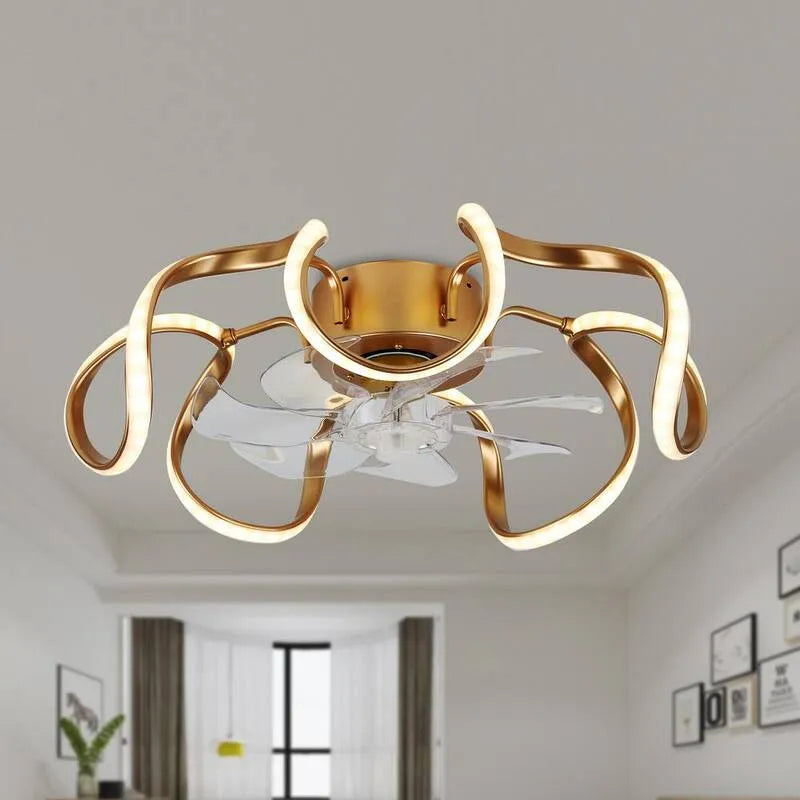 Ventilateur de plafond, 20 po, Intérieur, réversible, Or, Circulation d'air télécommandée, 20 in, Ventilateurs de plafond avec éclairage