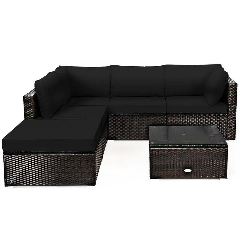 Canapé Sectionnel, Extérieur, Noir, Patio, Salon Sièges modulaires