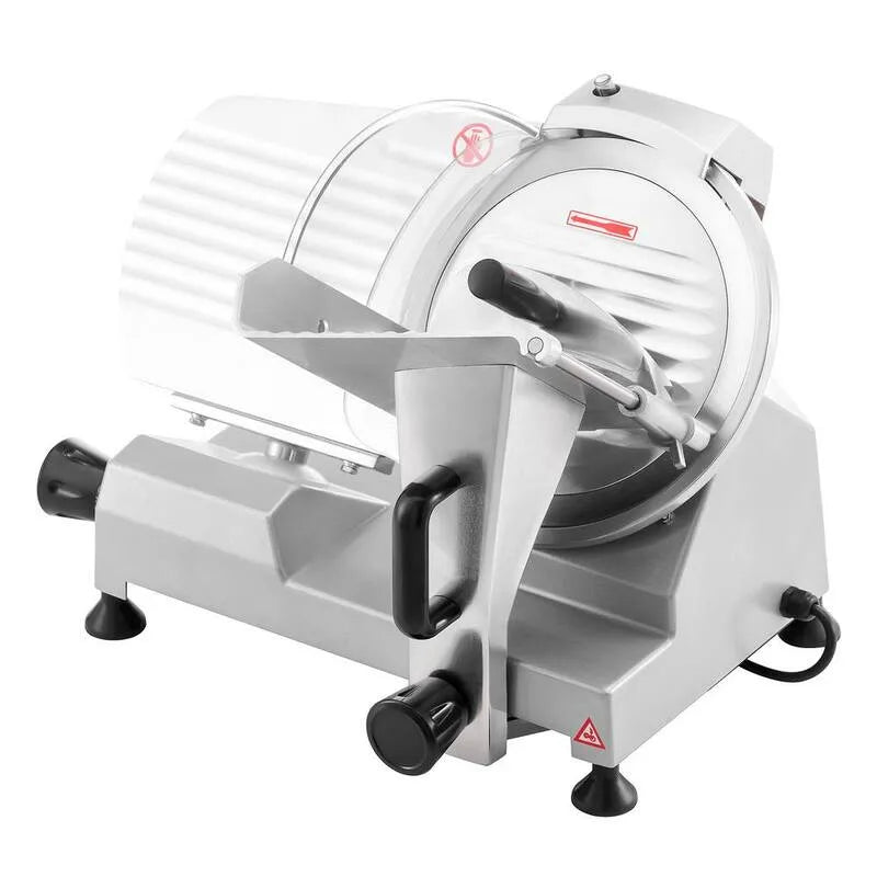 Slicer de viande commerciale en acier inoxydable argenté 150W avec 10 po, 360 tours/min, conception commerciale, 10 in, 360 rpm