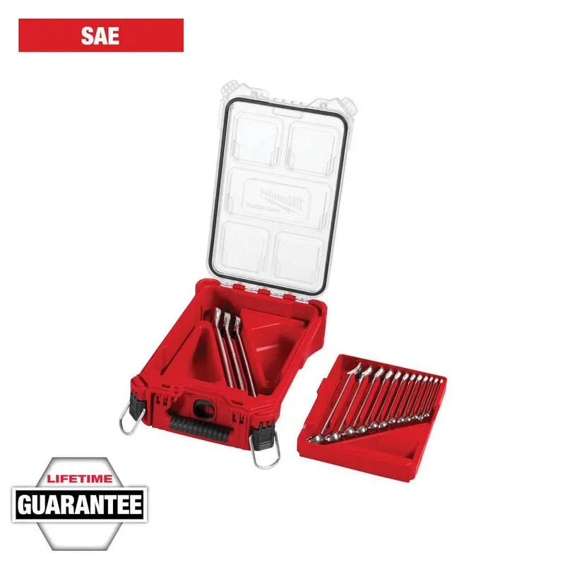 Milwaukee 15 pièces, conception compacte et portable, SAE Ensemble de clés combinées avec PACKOUT Organisateur Compact