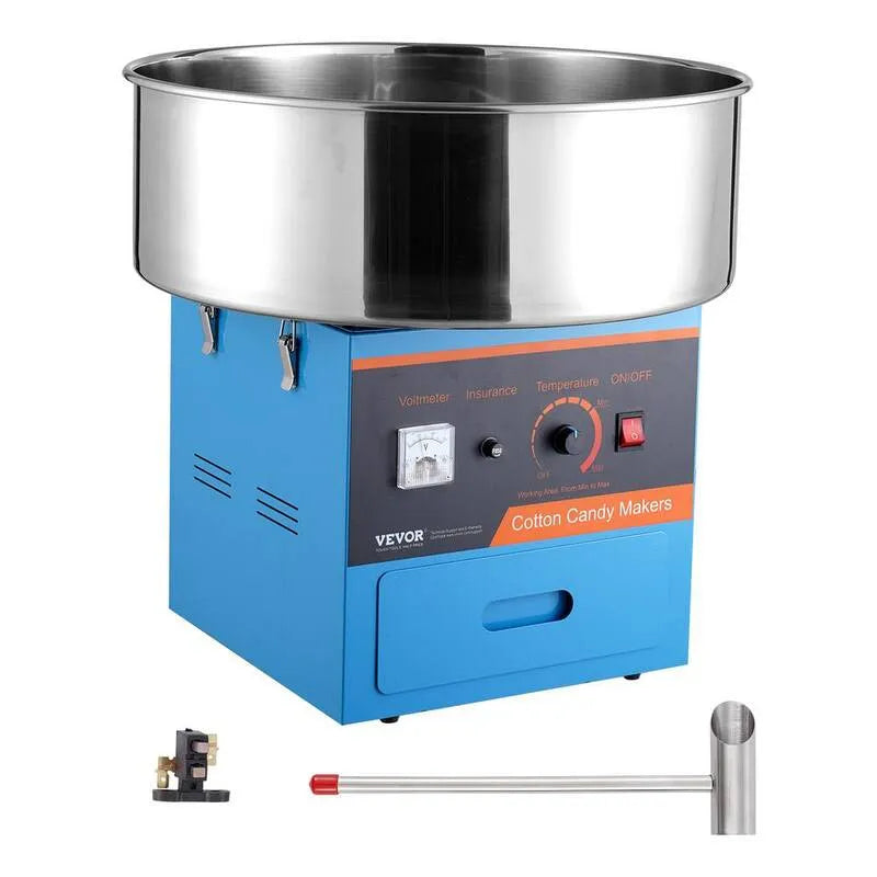 Candy, 1000W, Design commercial-grade, Machine électrique de coton 1000W Floss Maker avec bol et tiroir Machine commerciale de coton, Bleu