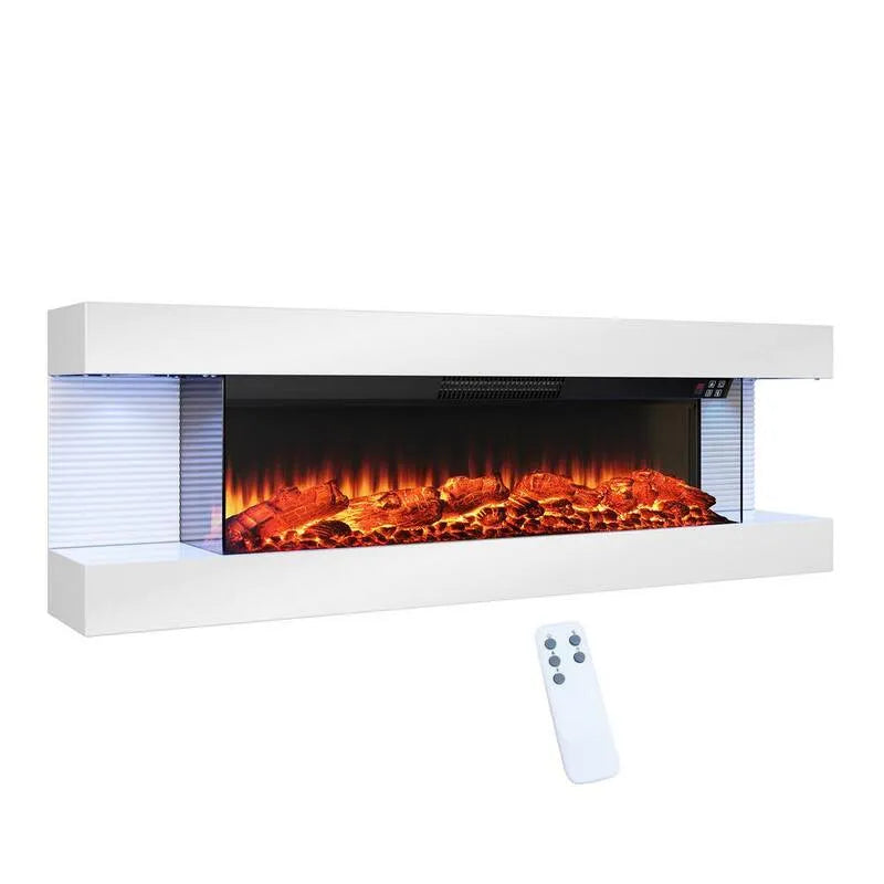 50 po, minuterie, murale, cheminée électrique à LED murale avec mantel flottant, 50 in