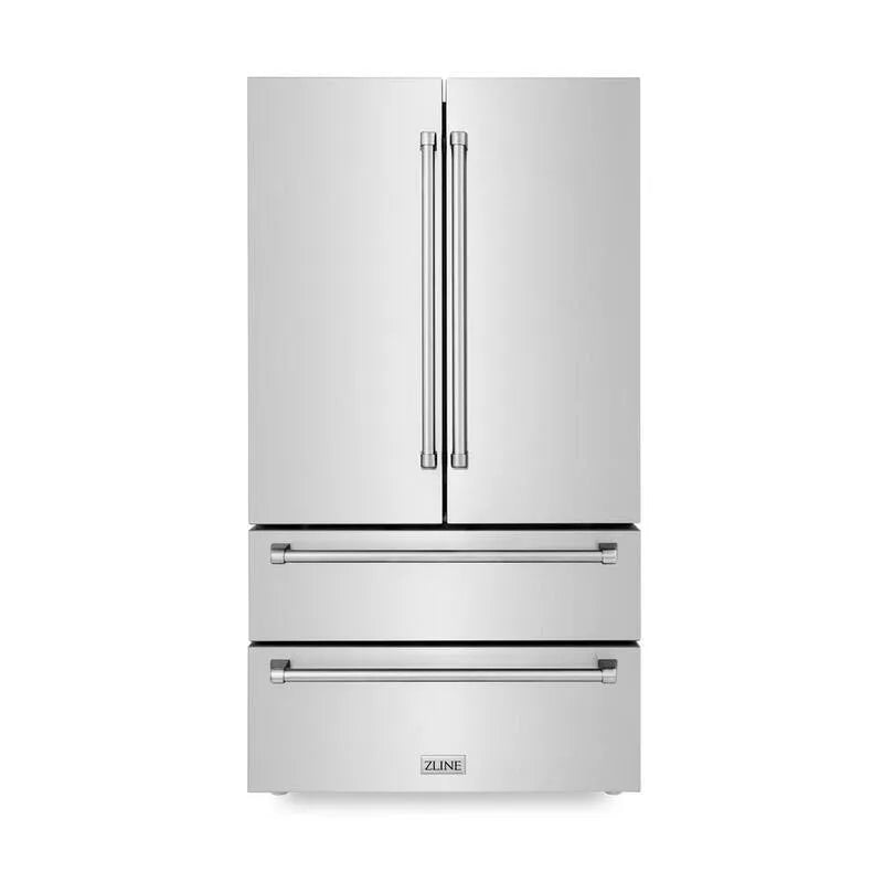 ZLINE Kitchen and Bath, 4-Door Réfrigérateur de porte française 4 portes avec machine à glaçons interne en acier inoxydable résistant à l'empreinte digitale, Réfrigérateurs multiportes, 36 in