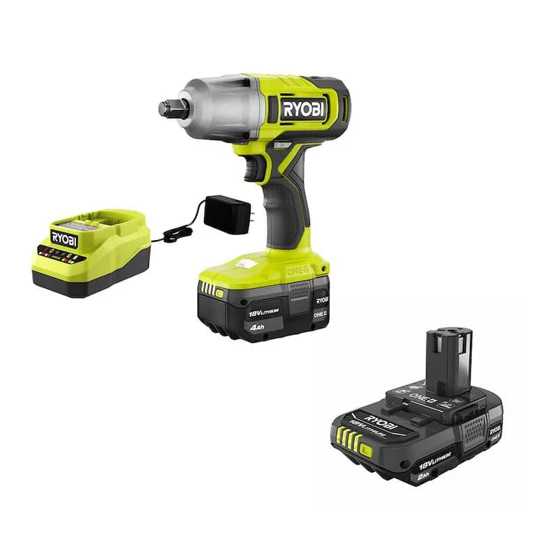 Kit de clé d'impact RYOBI, 18V, 1/2 po, batterie 2, 0 Ah, sans fil de conception, 4, 0 Ah, 2 in, 4.0 Ah, 2.0 Ah