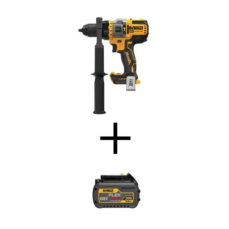 DEWALT 6. 0Ah, 20V, 1/2 po, 60V, sans fil de conception, marteau perceuse/conducteur avec avantage etamp FLEXVOLT, sans brosse, 2 in, 6.0Ah