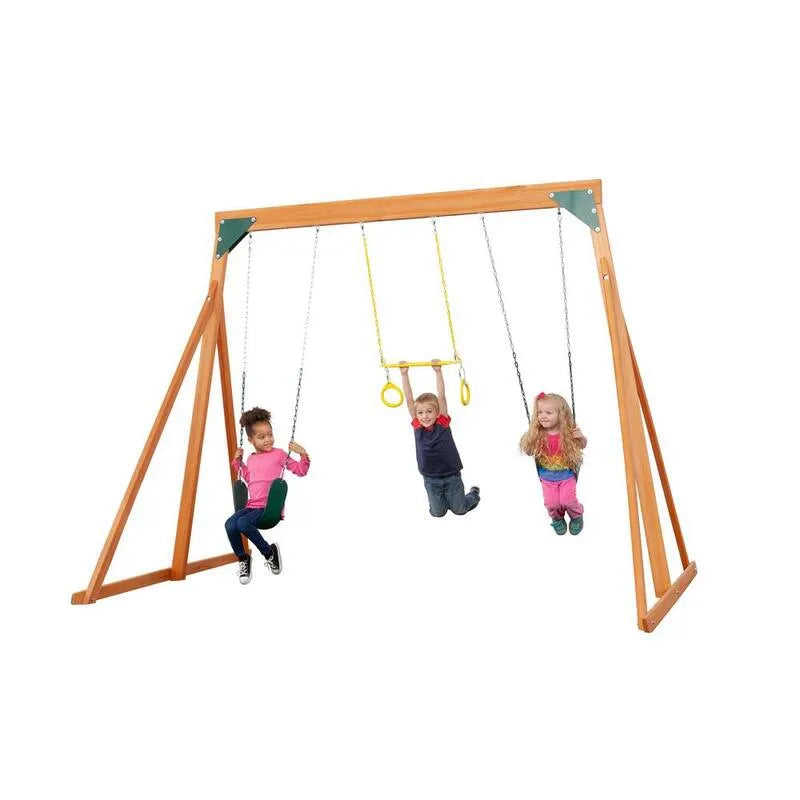 Ensemble de balançoires en bois complet, ensemble de balançoires en bois complet avec accessoires multi-couleurs