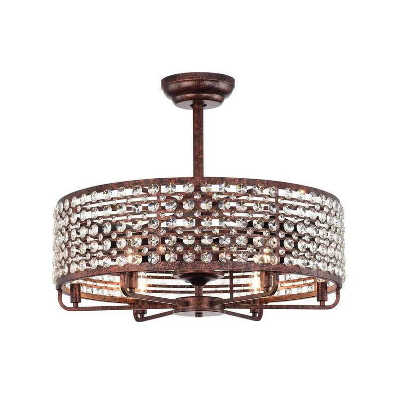 Ventilateur de plafond, 26. 8 po, Ampoule non comprise, Télécommande, Intérieur, avec télécommande, Brun, 26.8 in