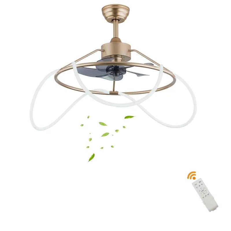 Ventilateur de plafond, 23 po, Moteur réversible et télécommande, Intérieur, Or, Blanc, 23 in
