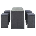 5 pièces avec coussin gris, ensemble de table à manger extérieure en 5 pièces gris