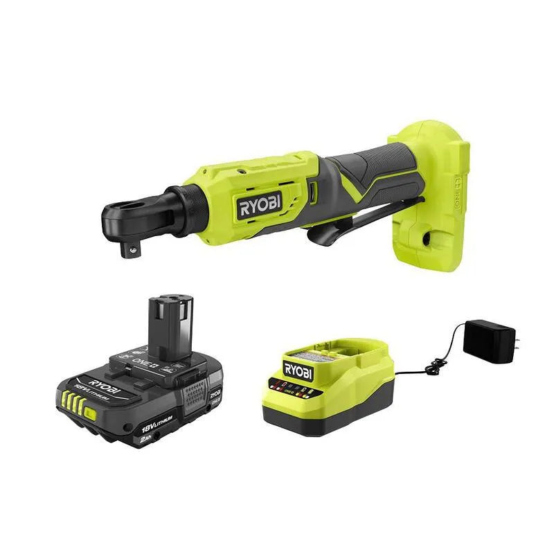 RYOBI 4-Position, 18V, 3/8 po, sans fil, 4-Position Ratchet avec batterie 2. 0 Ah et chargeur, 8 in, 2.0 Ah