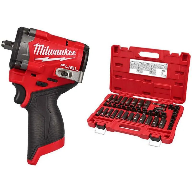 Ensemble de chaussettes à impact de Milwaukee 43-Pc Drive, conception sans fil, 12V, 3/8 po, M12, sans brosse, 8 in