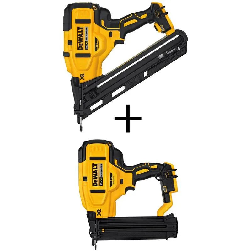 DEWALT 15-Gauge, 20V, Outils seulement, sans fil Design, 20V MAX XR Finition sans fil Lithium-Ion Nailer et 18-Gauge Brad Nailer