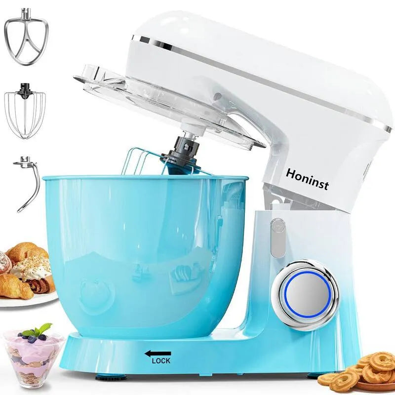 Statue bleue graduée de vitesse 650-Watt, 6, 5 Qt, 10-vitesses, BigChef 6, 5 Qt, Whisk et Beater, 6.5 Qt