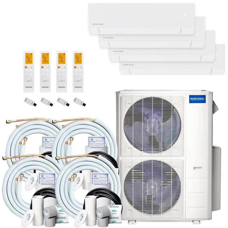MRCOOL Système de mini-découpage sans conduit MRCOL 4-Ton, 22, 4 TRÉS, 48000 BTU, 16ft, 230V, 4-Zone, 3-9K, 12K, 48,000 BTU