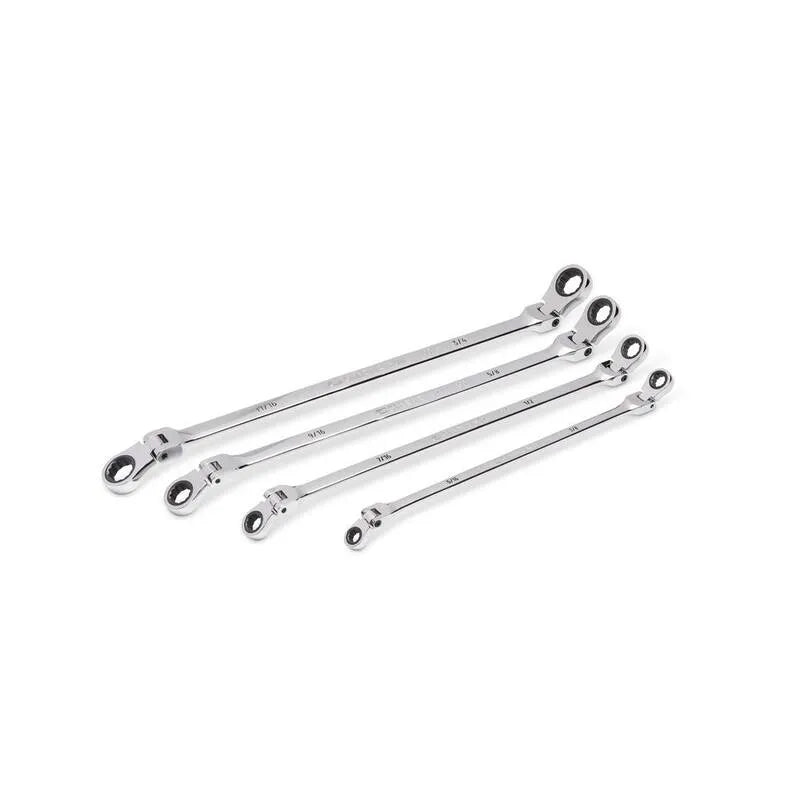 4 pièces Tête extra longue à cliqueter ensemble de clé 12-Point, 4 pièces, GearBox, 90