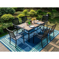 x27 7 pièces Ensemble de repas extérieur en métal à 7 pièces, ensemble de repas extérieur en métal avec table rectangle et bull's Chaises à manger pour motifs oculaires