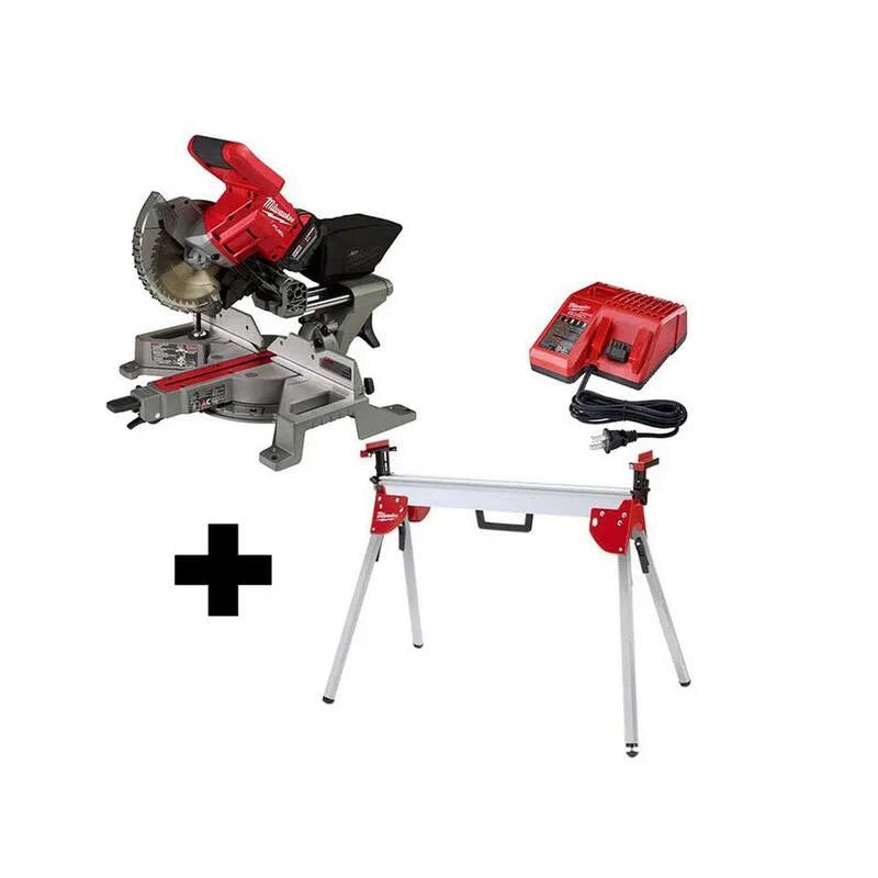 Milwaukee FUEL 18V M18 Kit de scie à militer à glissement de biseau, sans fil, 7-1/4 po, sans brosse, 4 in, Rouge, Scies de motorisation