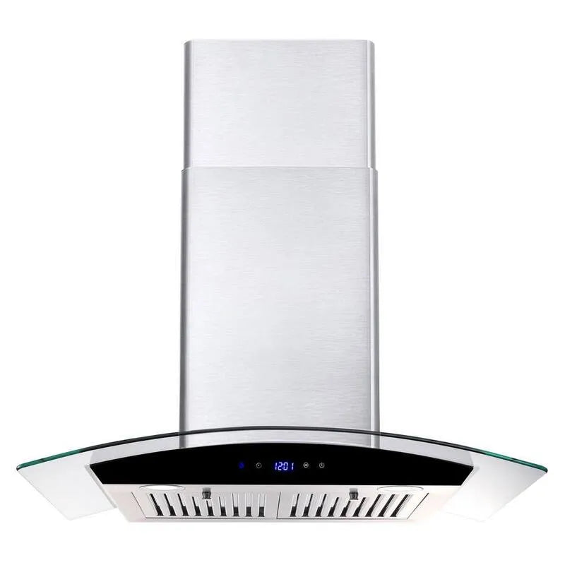 Hotte aspirante, Hotte de portée, 700 CFM, 30 po, Commandes tactiles, Montable au mur, Monté au mur, avec lumière LED, Argent, 30 in