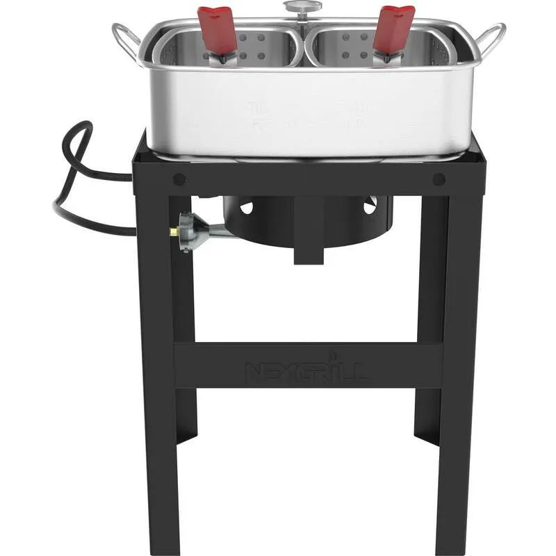 Nexgrill, 18 Qt. Friandette à poisson avec double panier, Acier inoxydable, Friands extérieurs