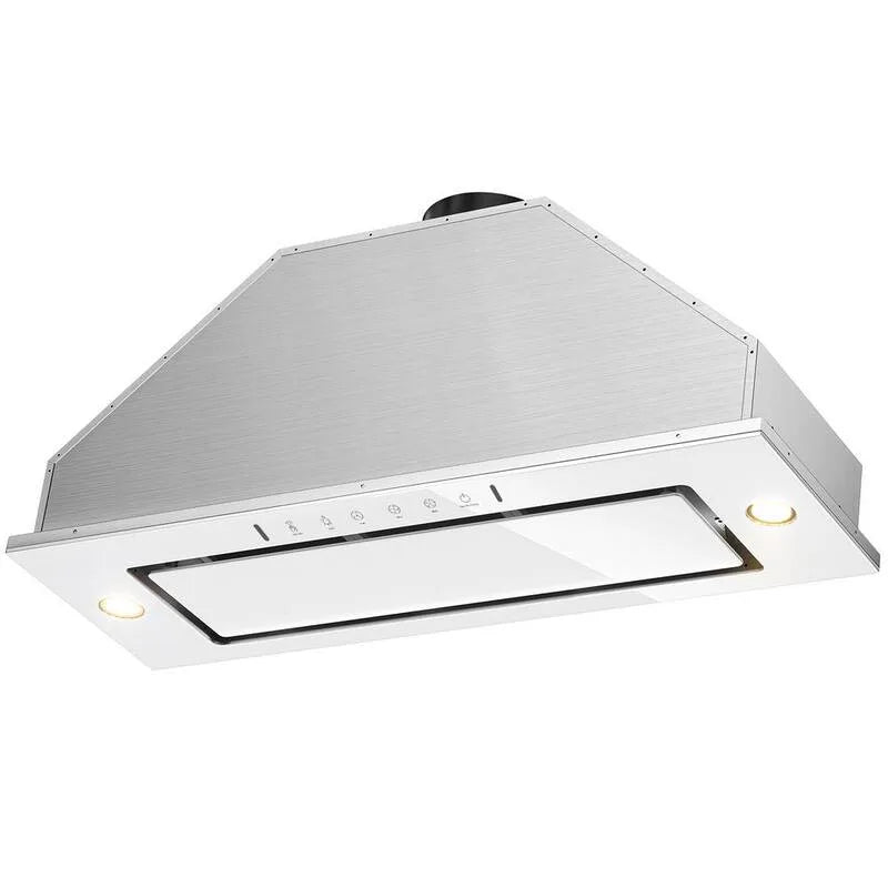 Hotte aspirante, Hotte de gamme 900CFM, Commandes tactiles, Acier inoxydable, Installation intégrée, 36 po, Blanc, 36 in