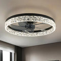 Ventilateur de plafond, 19, 7 po, APP et télécommande, intérieur, noir, 19.7 in
