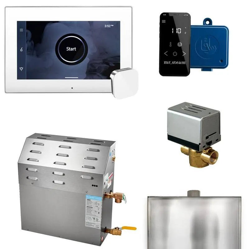 Générateur, 15000 W, Chrome poli, 15 kW, Groupe générateur de douche de vapeur avec iSteamX commande en Chrome poli blanc, Générateurs de vapeur pour douche