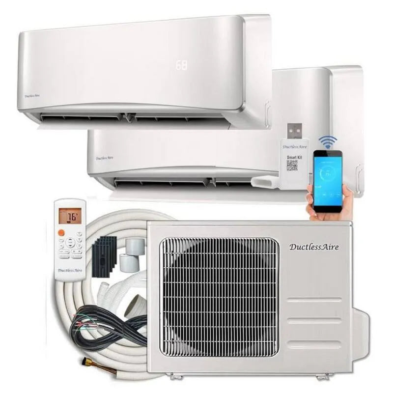 Mini système de fractionnement sans conduit 230-Volt, fonction de chaleur, cuisson double-panier, 21 TRÉS, 2, 25 tonnes, 000 BTU, 60Hz, Blanc, Systèmes multisplit