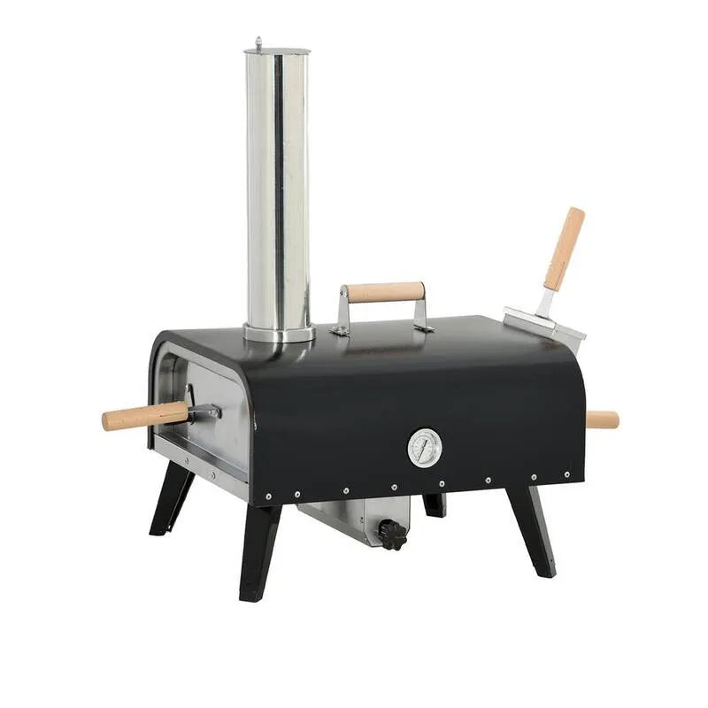 Four à pizza en bois portable en pierre, 12 po, Design compact portable, Design pliable, Extérieur, Noir, 12 in