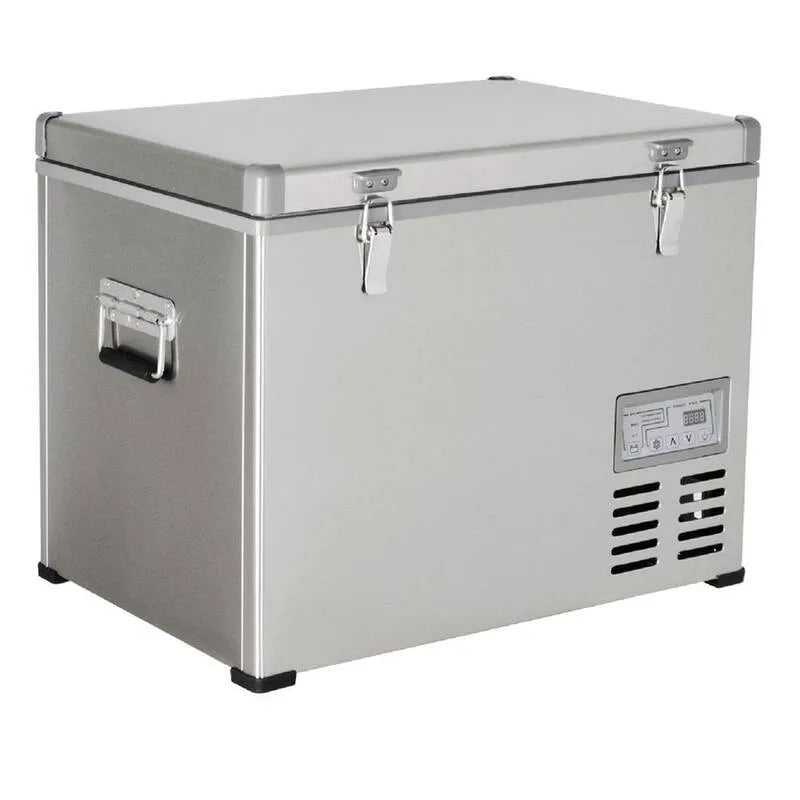 Réfrigérateur/congélateur portatif, 1, 6 pi, 47 qt, acier inoxydable, conception portable compacte, 1.6 cu. ft