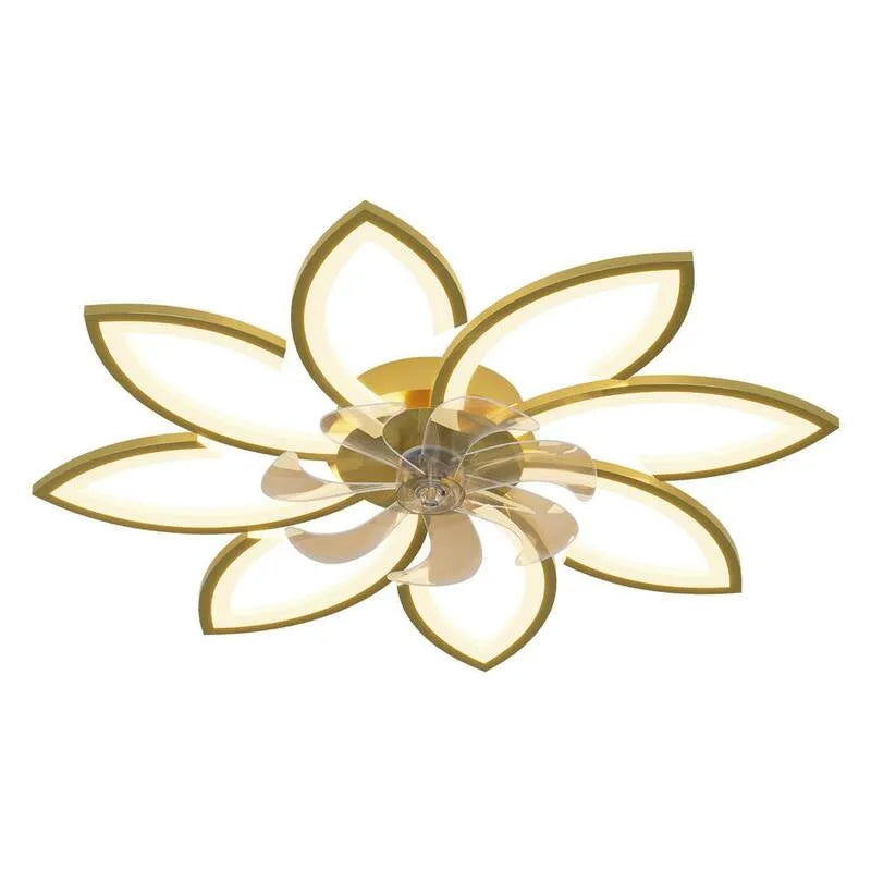 Ventilateur de plafond, Intérieur, Ajustable, Télécommande, Or, Blanc, 35 in