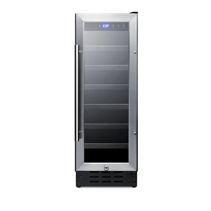 Summit Appliance, 21 bouteilles 21-Cave à vin de bouteille, Porte en verre laminé en acier inoxydable / Cabinet noir, Caves à vin