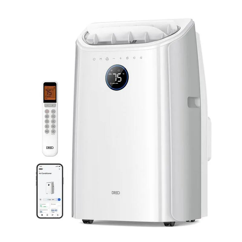Déshumidificateur avec/Fan et, 12000 BTU, 46 dB, 300 pi, conception compacte et portable, Blanc, 000 BTU ASHRAE Smart Portable Unité AC avec refroidissement sans drainage, 12,000 BTU
