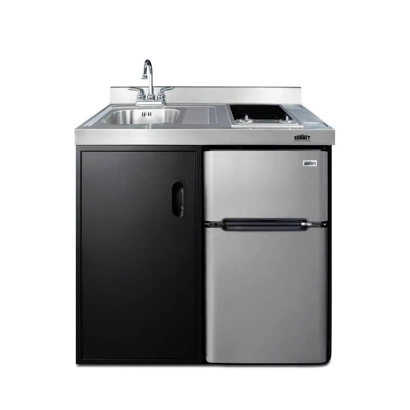 39 po, Cuisine compacte en noir, Design portable compact, 39 in