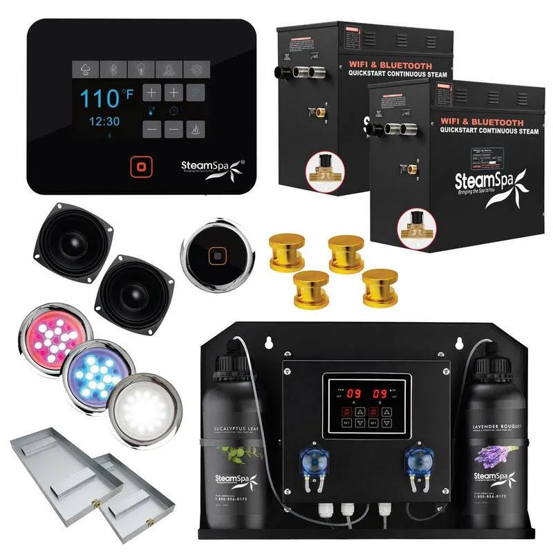 Générateur, Wifi, noir, série générateur de bain vapeur avec contrôle sans fil Bluetooth / Wifi fonctionnement et égout en or, Bluetooth, Générateurs de vapeur pour douche