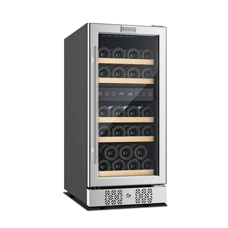 29 bouteilles, acier inoxydable, cuisson double-panier, 15 po, 15 po. Refroidisseurs à vin à double zone, 15 in