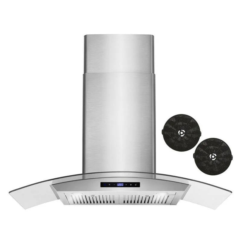 Hotte aspirante, Hotte de gamme, 380 CFM, 36 po, Commandes tactiles, Acier inoxydable, Montable au mur, Lumières LED