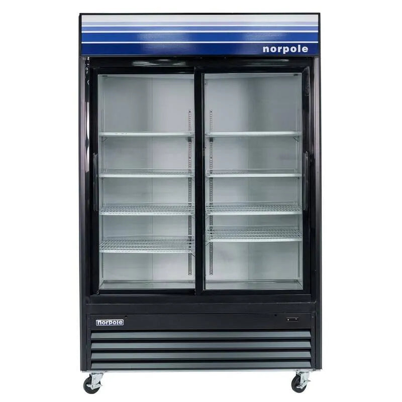 2-Sliding Réfrigérateur 2-glissant, conception commerciale, 45 pi, noir, 45 cu. ft